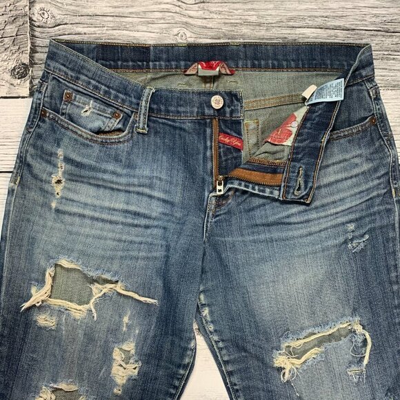 Lucky Brand Straight Leg Distressed Blue Denim Jeans - Picture 3 of 13